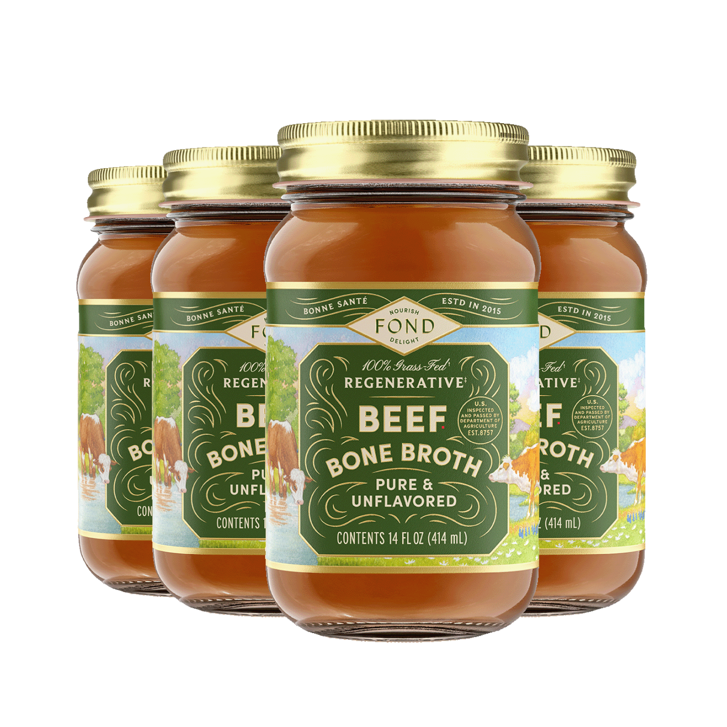 Regenerative Grass-fed Beef Bone Broth 14oz | Fond Regenerative
