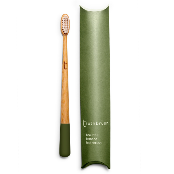 Moss Green Truthbrush with Medium Castor Oil Bristles | Toothbrush LLC