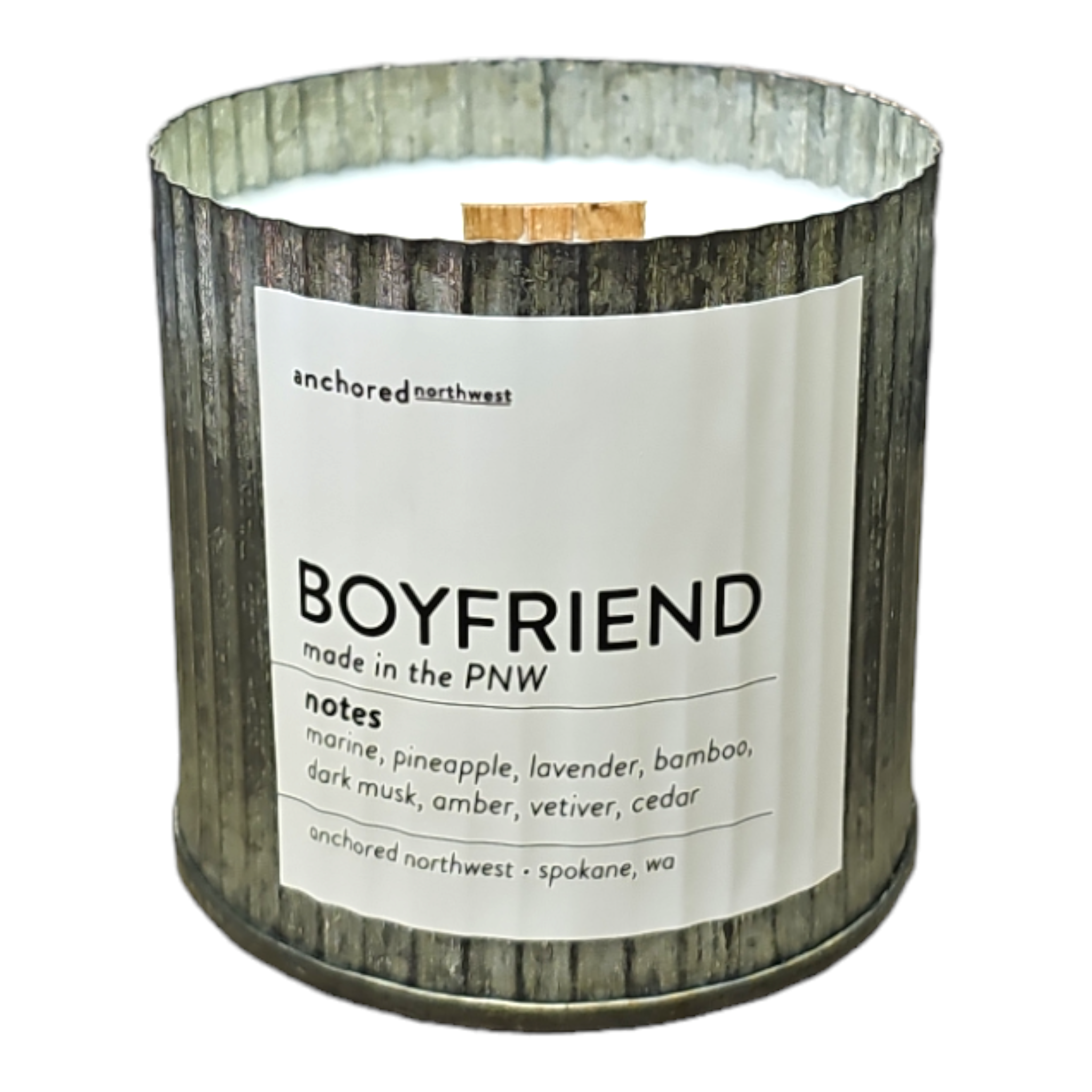 Boyfriend Valentine's Day Rustic Vintage Wood Wick Candle | Anchored Northwest