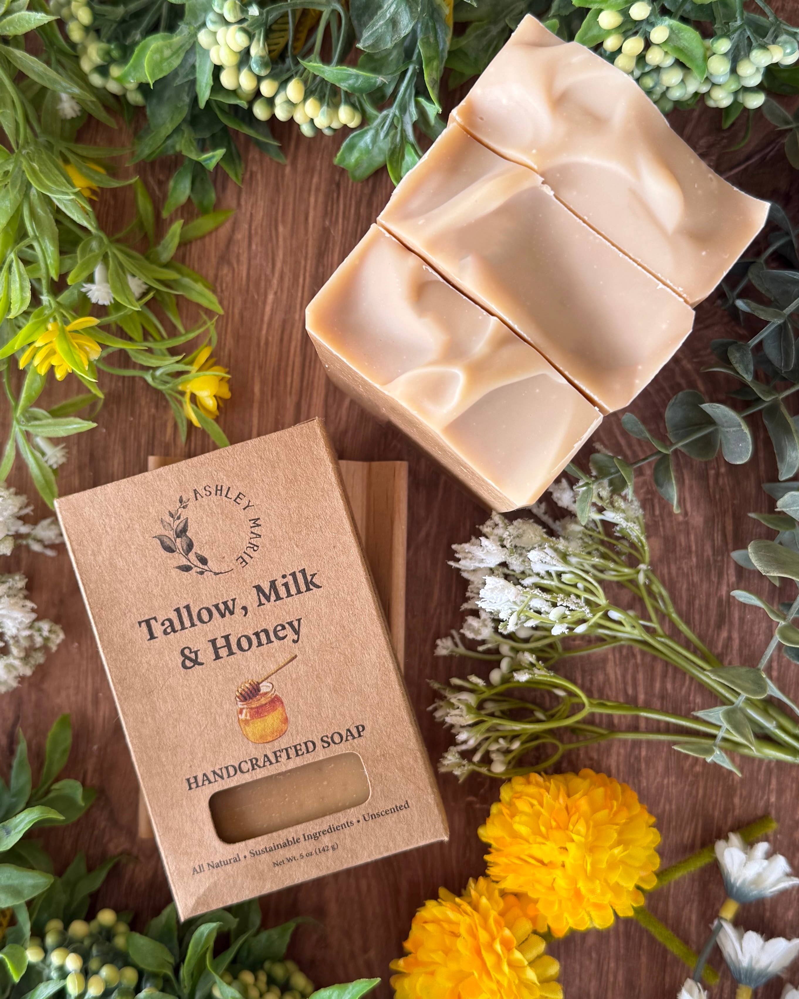 Tallow, Milk + Honey – Unscented Boxed Soap Bar | Ashley Marie
