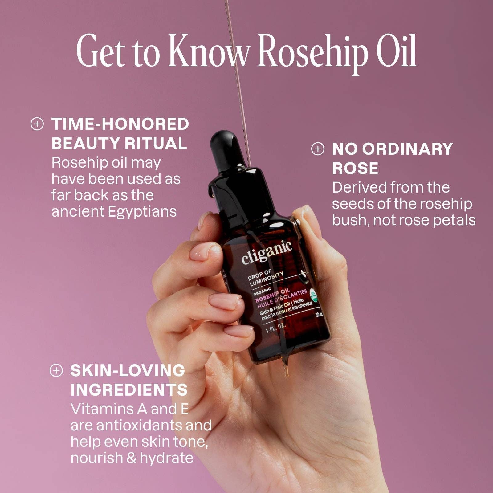 Organic Rosehip Oil 1oz | Cliganic