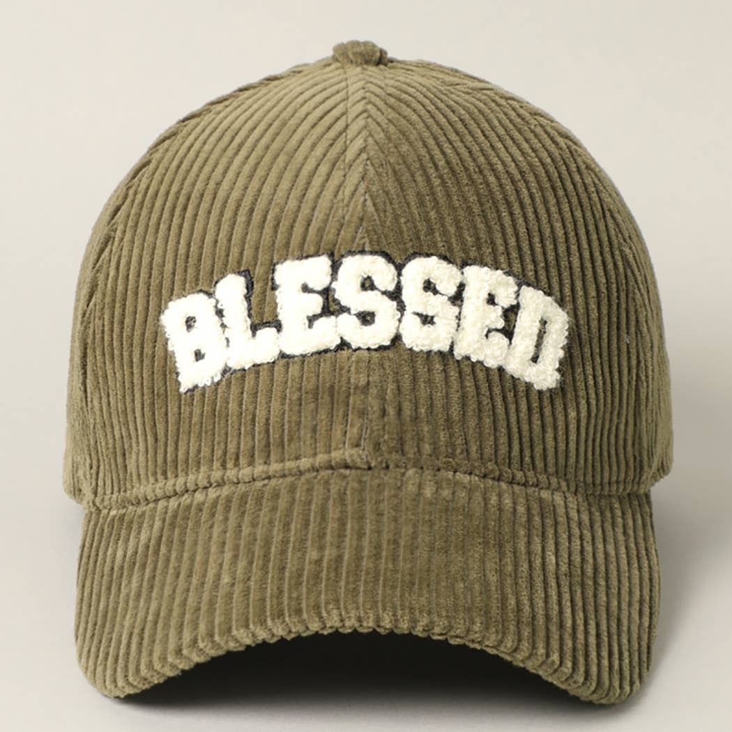 BLESSED 3D Embroidered Corduroy Baseball Cap | Toothbrush LLC