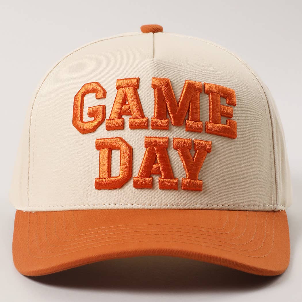 GAME DAY 3D Letter Embroidered Two-Tone Trucker Hat | Fashion City