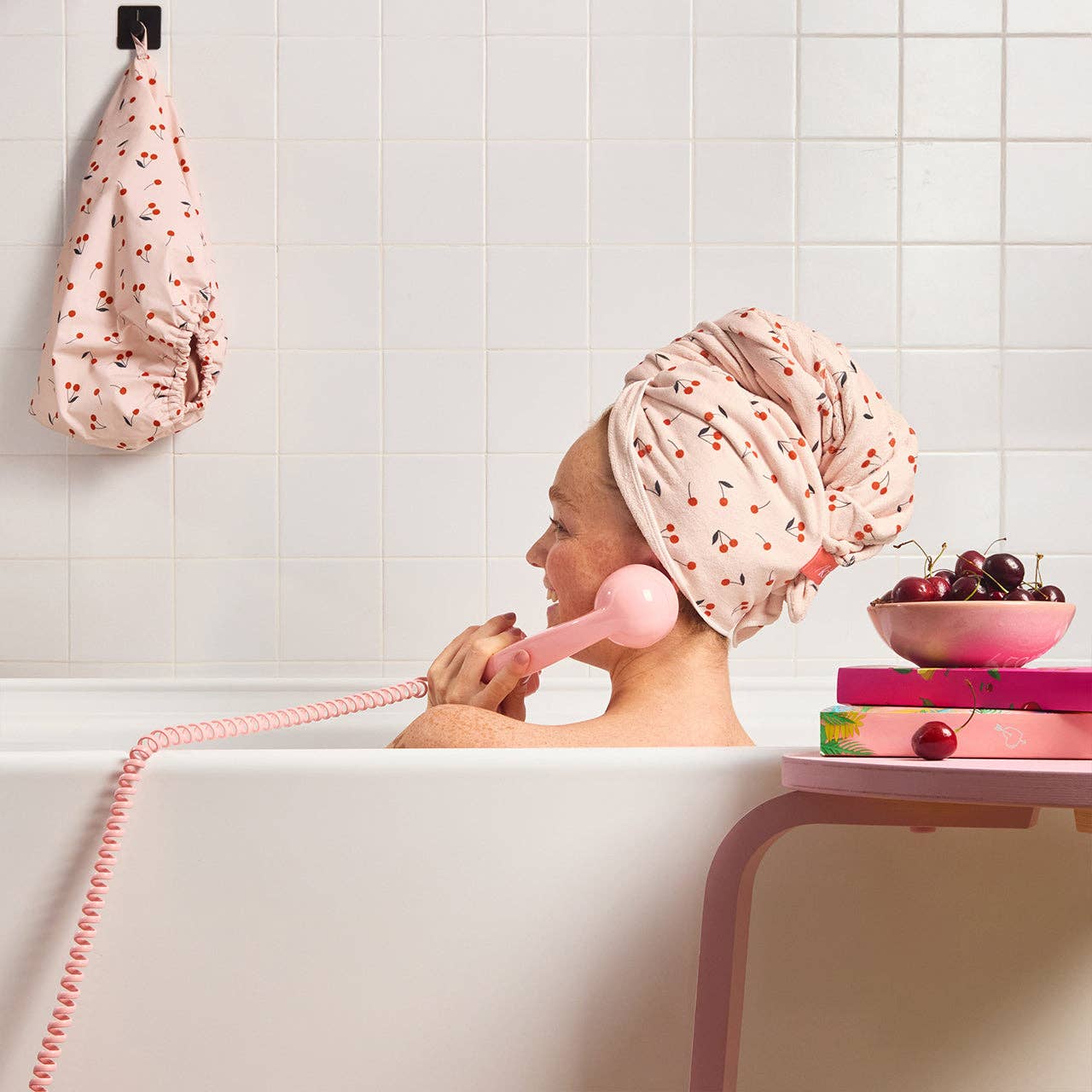 XL Hair Towel Wrap in Cherry Print | Kitsch