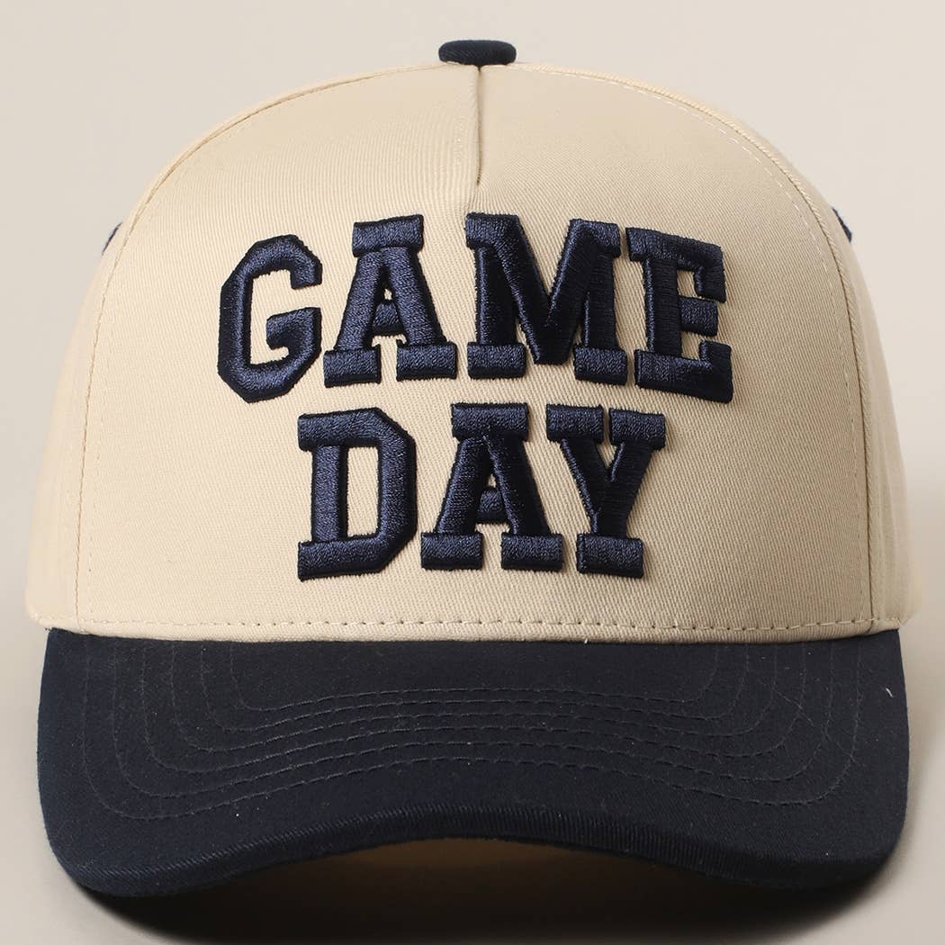 GAME DAY 3D Letter Embroidered Two-Tone Trucker Hat | Fashion City