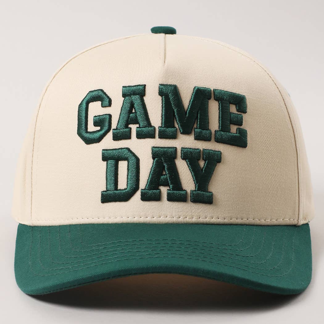 GAME DAY 3D Letter Embroidered Two-Tone Trucker Hat | Fashion City