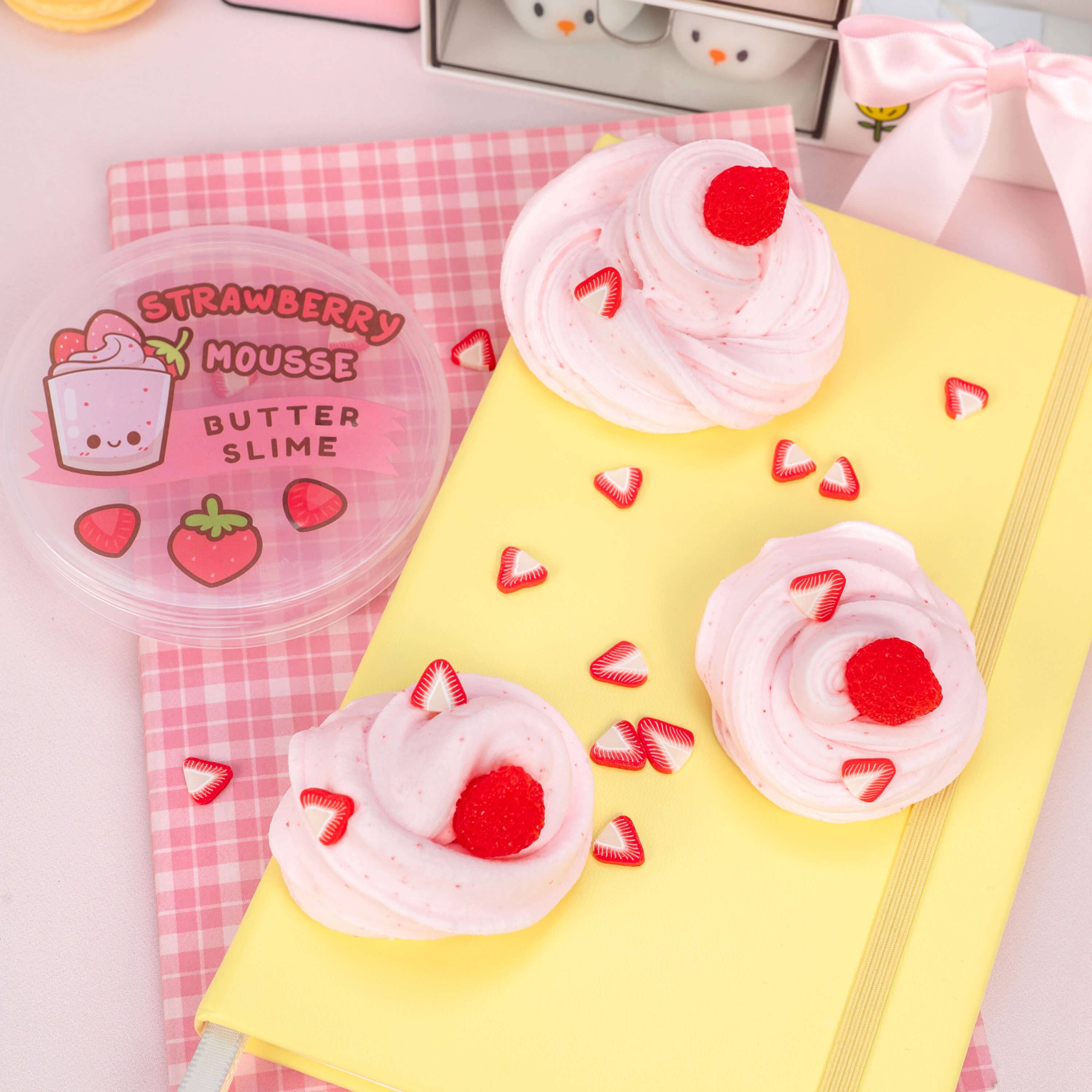 Strawberry Mousse Fluffy Butter Signature Dome™ Slime | Kawaii Slime
