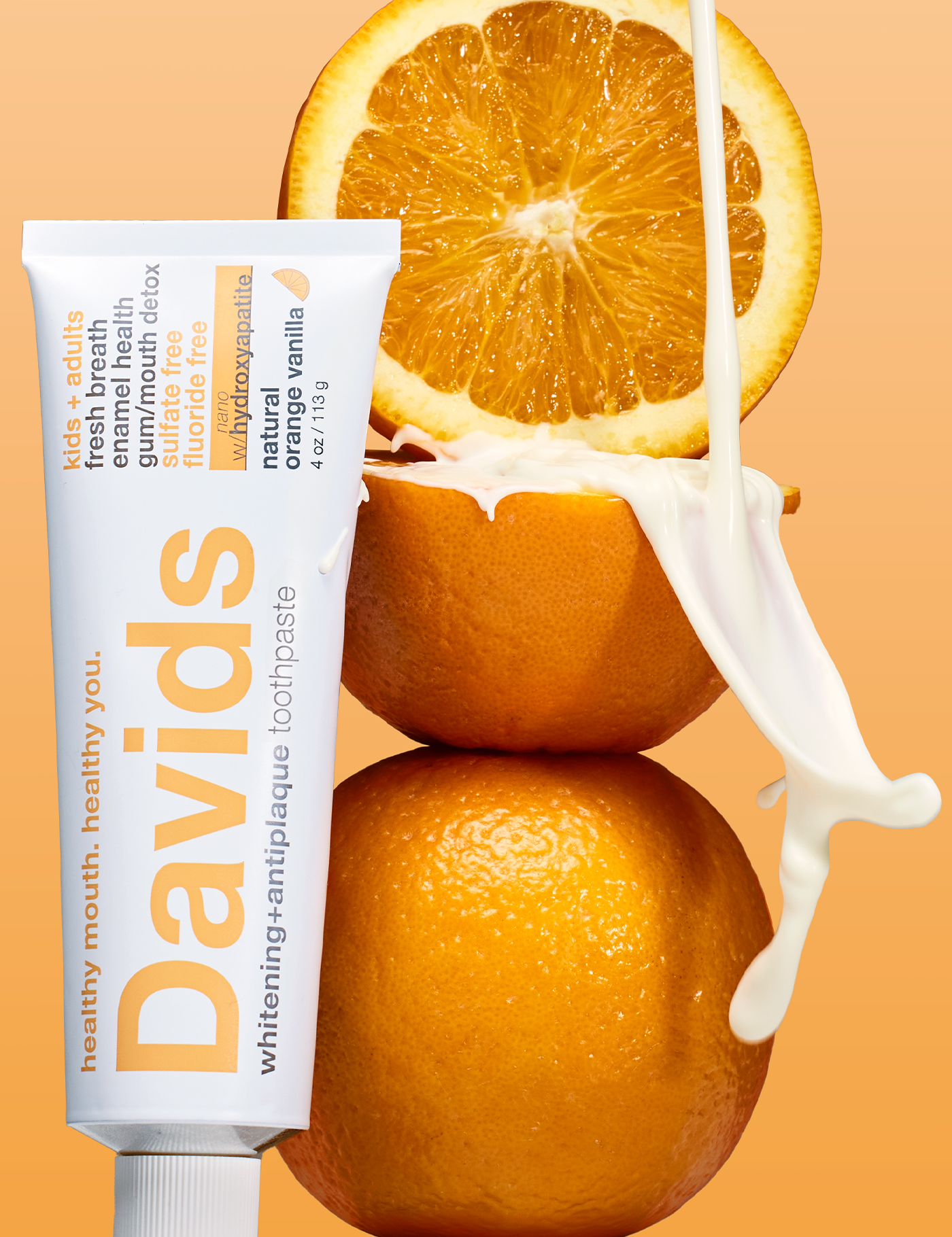 Davids Kids + Adults Nano-Hydroxyapatite Premium Toothpaste Orange Vanilla | Davids