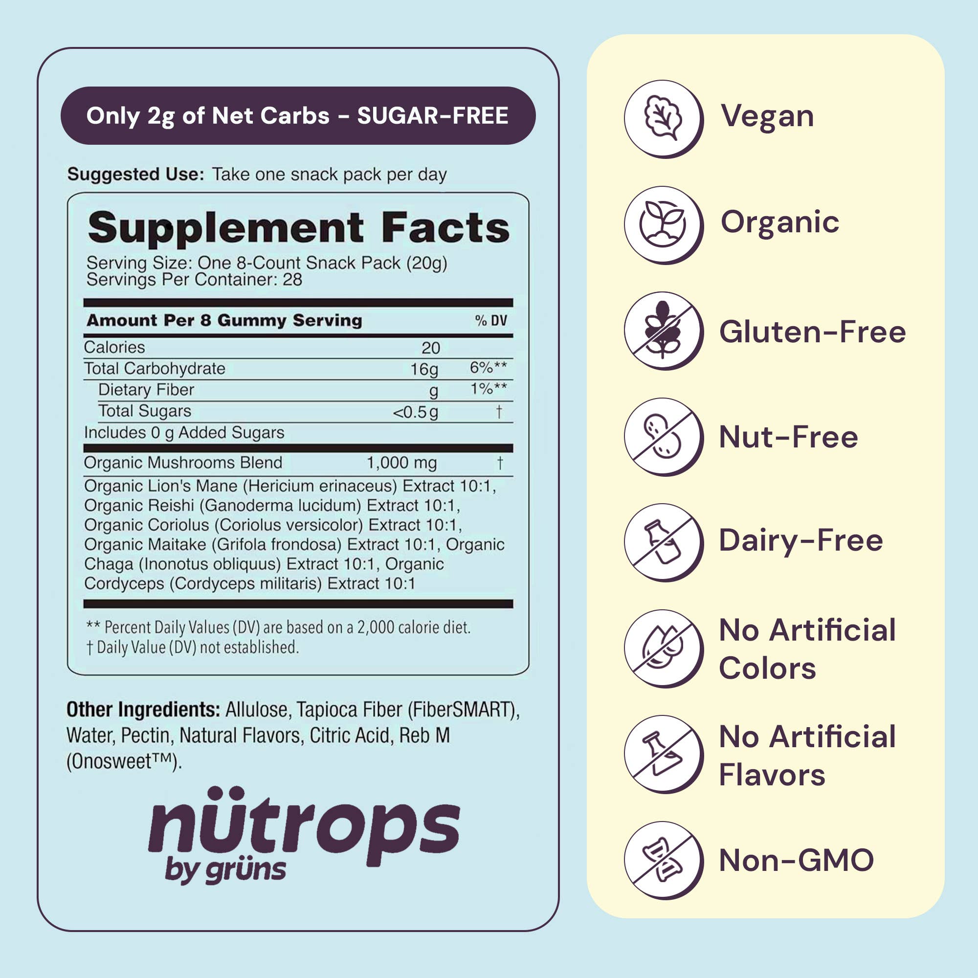 Nütrops Adult Sugar-Free Functional Nootropics Gummies, 14 Servings | Gruns