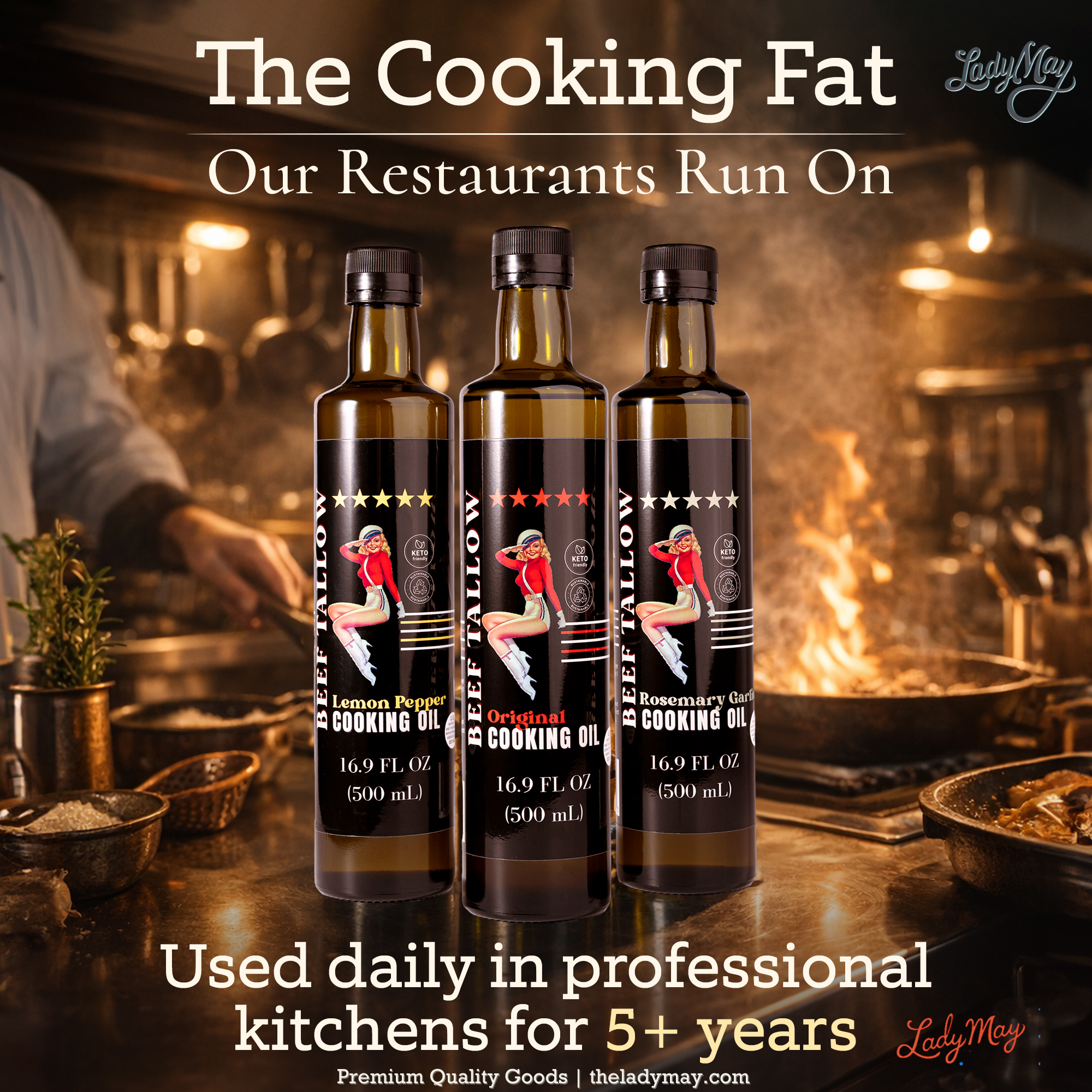 Premium Grass-Fed Beef Tallow Cooking Oil | Lady May Tallow