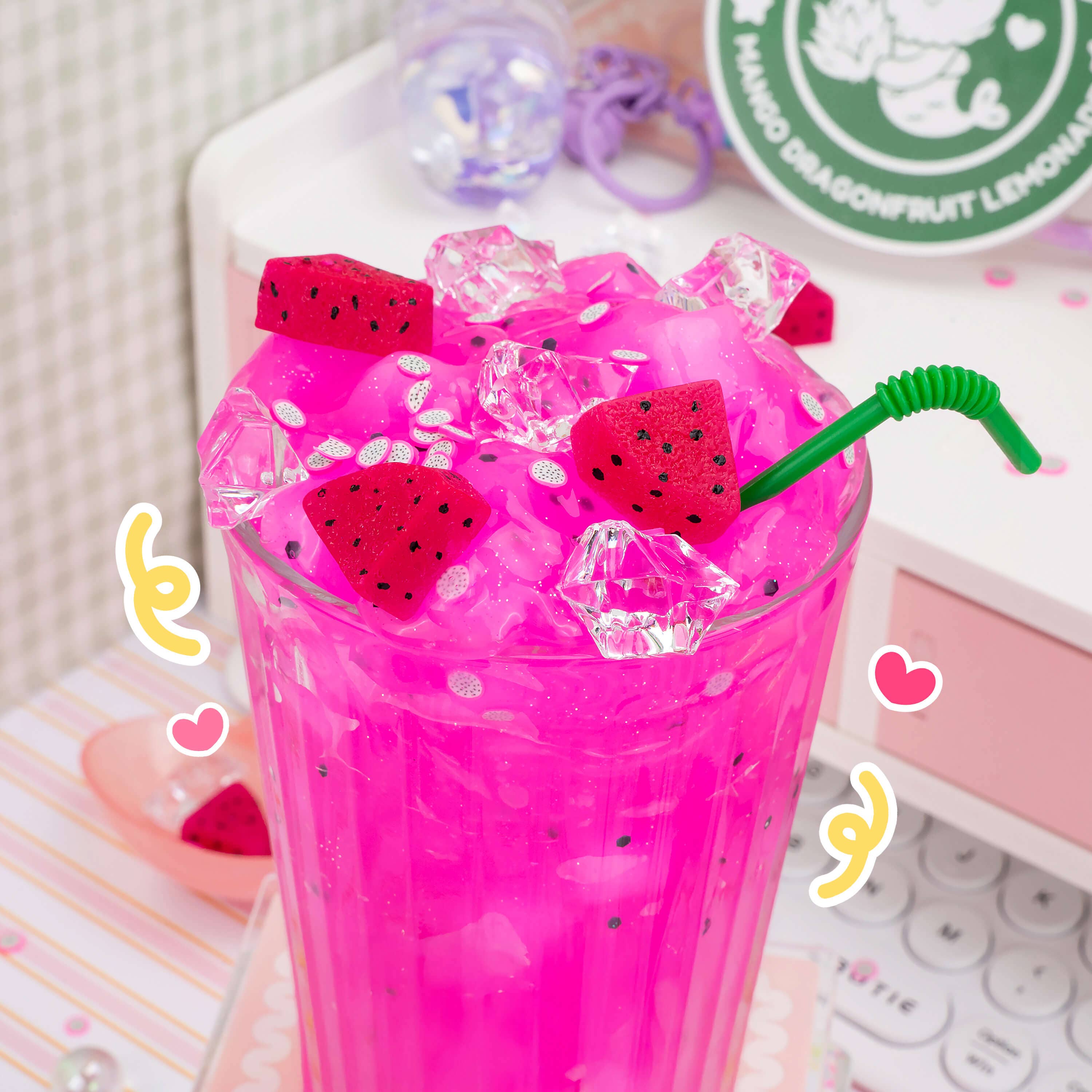 Mango Dragonfruit Lemonade Refresher Jelly Cube Signature Dome™ Slime | Kawaii Slime