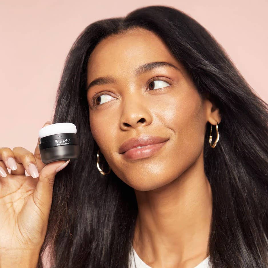 Dark Volumizing Rice Protein Dry Shampoo with Puff | KITSCH