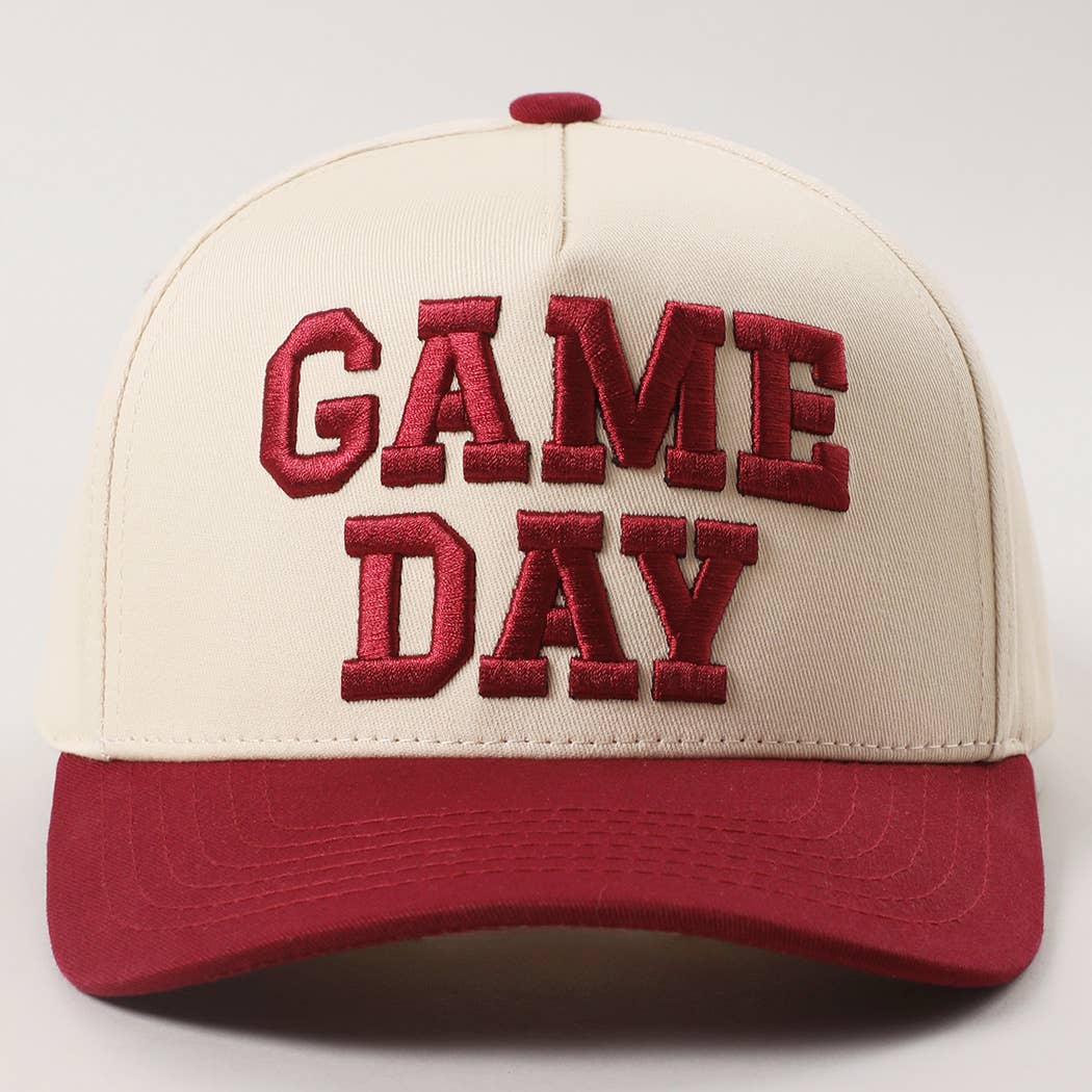 GAME DAY 3D Letter Embroidered Two-Tone Trucker Hat | Fashion City