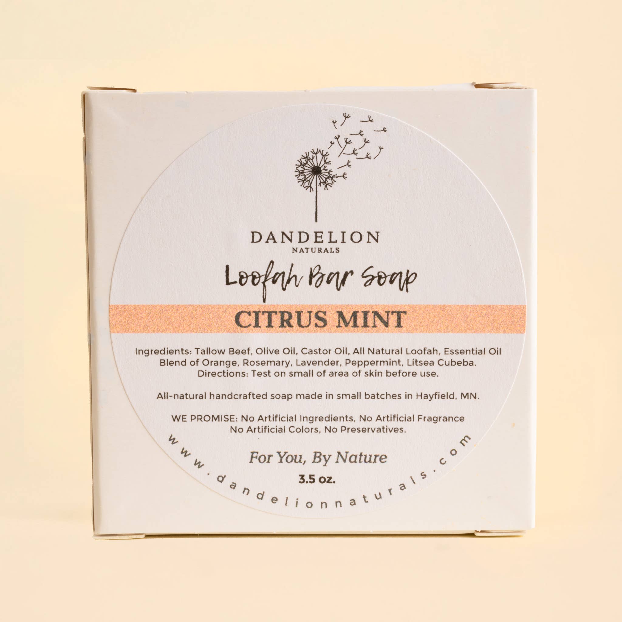 Exfoliating Tallow Bar Soap with Loofah Citrus + Mint | Dandelion Naturals