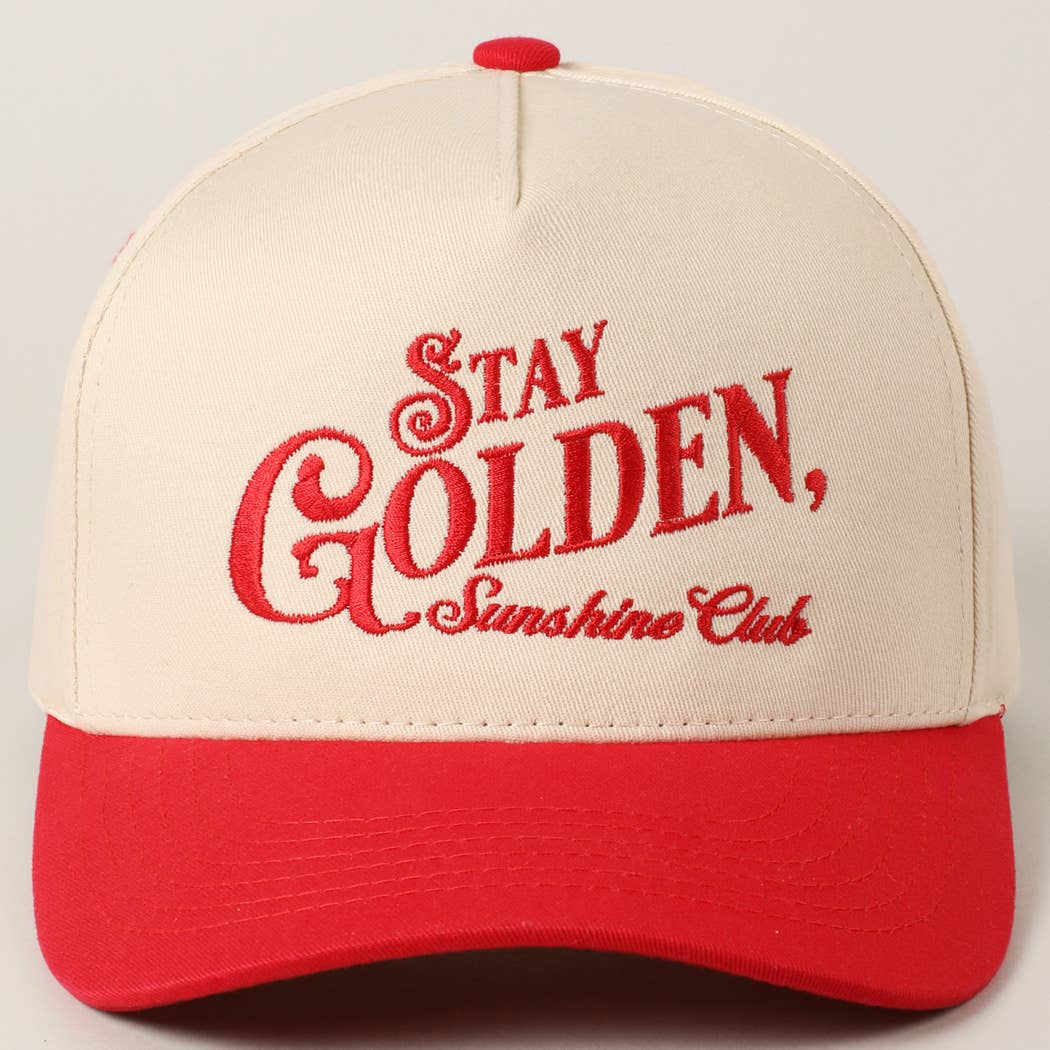 Stay Golden Sunshine Club Embroidery Trucker Hat | Fashion City