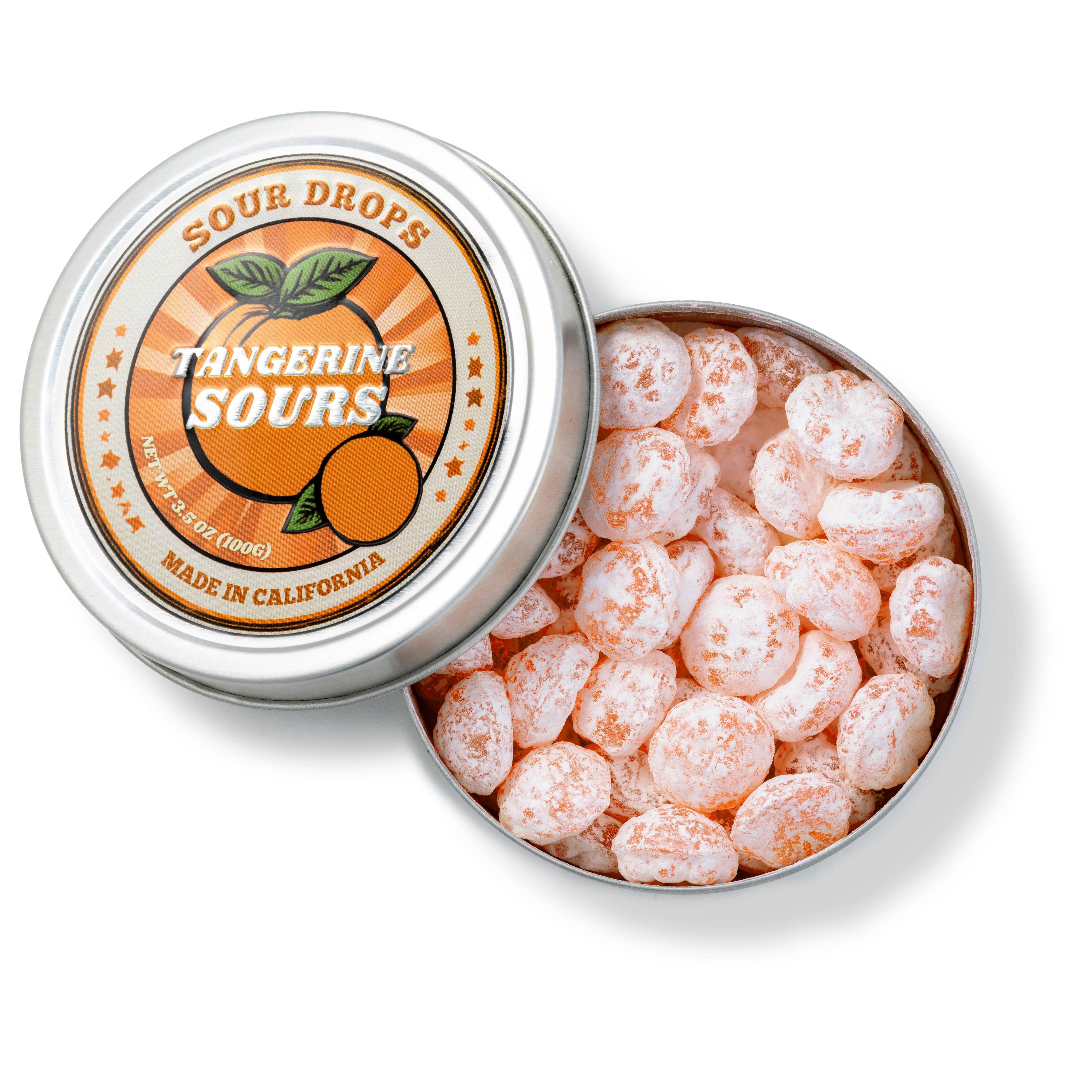Tangerine Sours: 3.5oz Dye-Free Candy Tins | Sour Drops