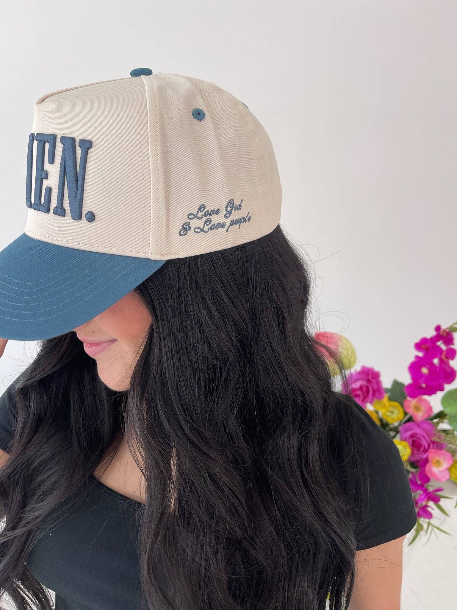 AMEN. - Slate Blue Vintage Trucker Hat | Kenzkustomz