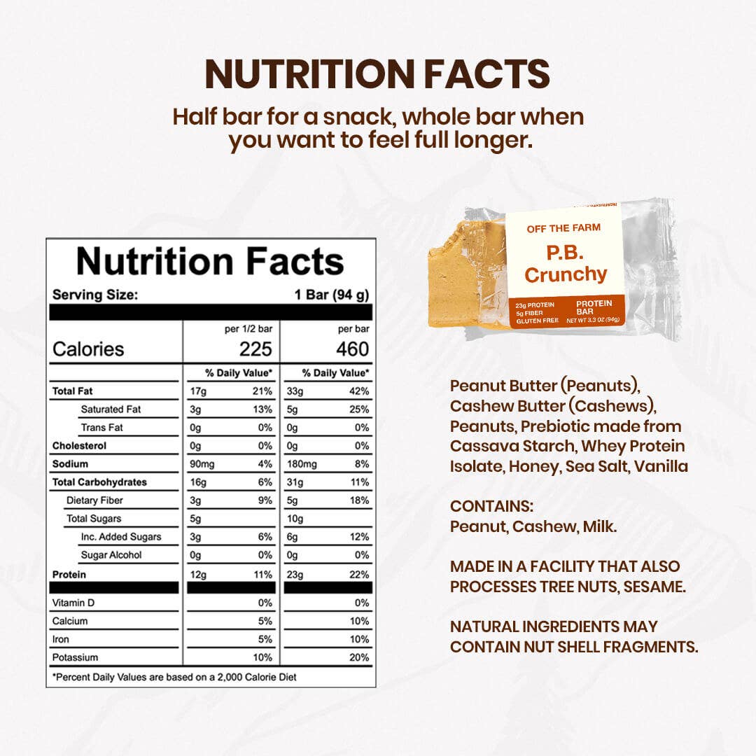 P.B. Crunchy Protein Bar | Off the Farm