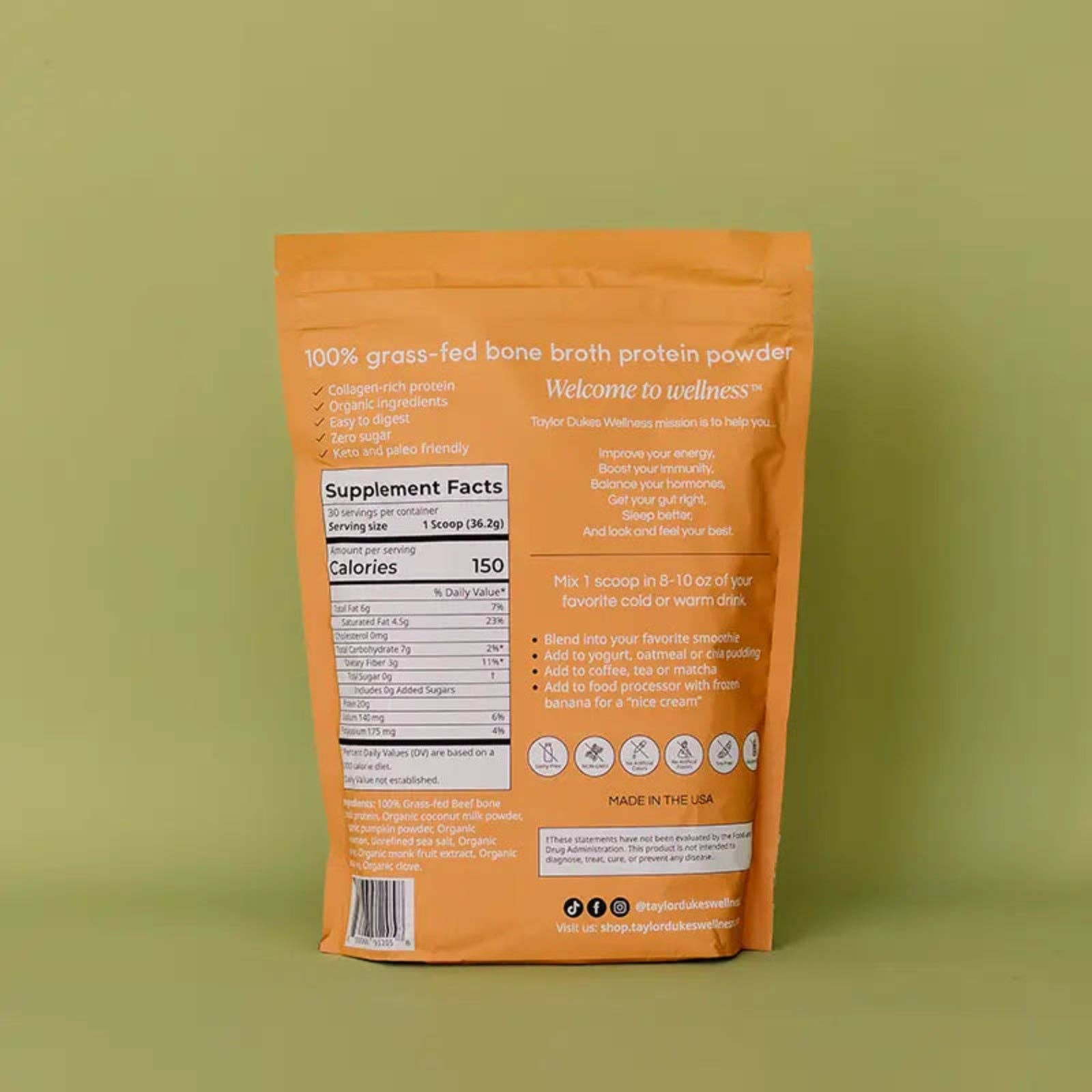 Pumpkin Spice Bone Broth Protein | Taylor Dukes Wellness