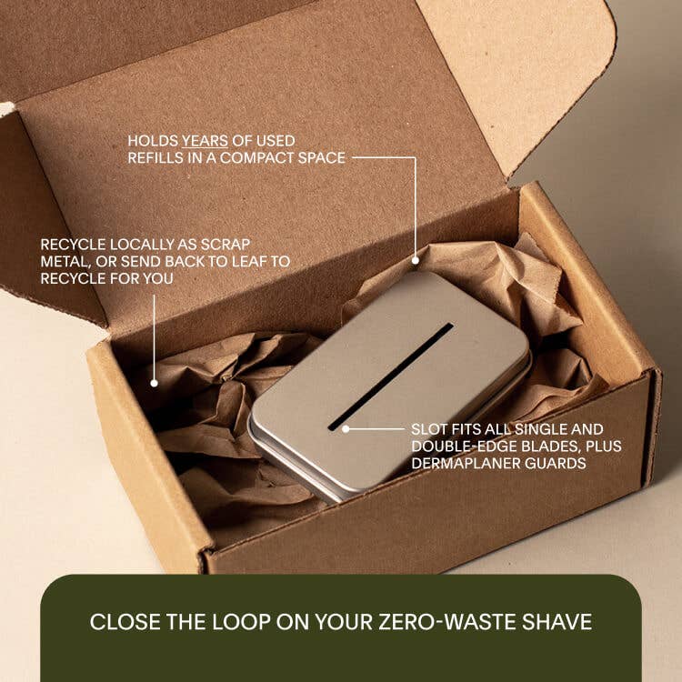 Razor Blade Recycling Tin | Leaf Shave