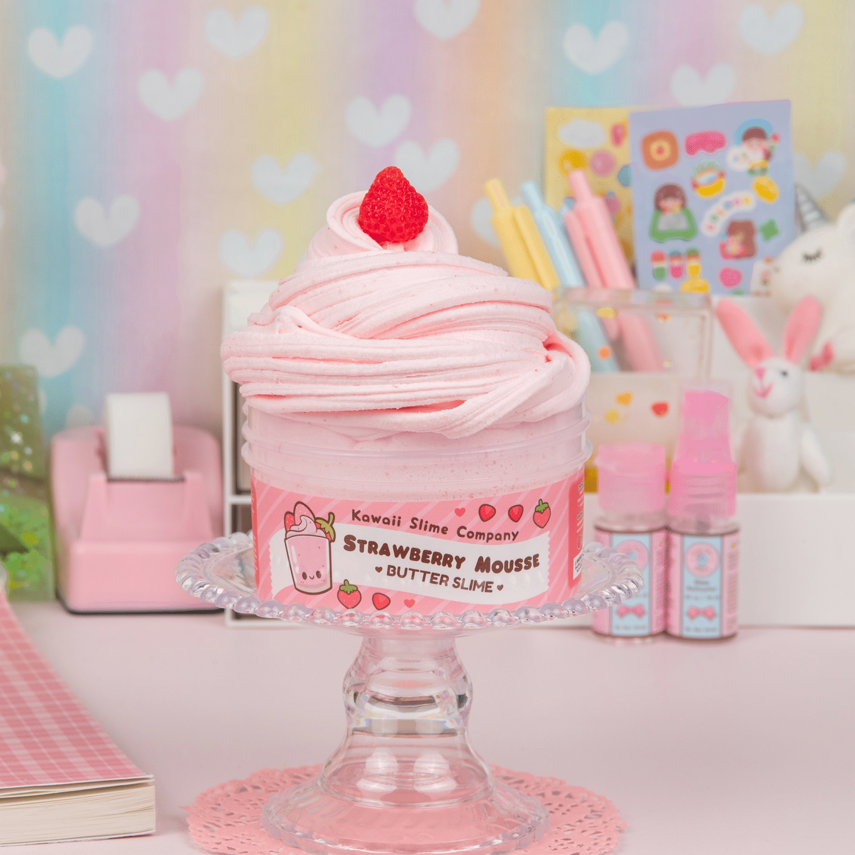 Strawberry Mousse Fluffy Butter Signature Dome™ Slime | Kawaii Slime