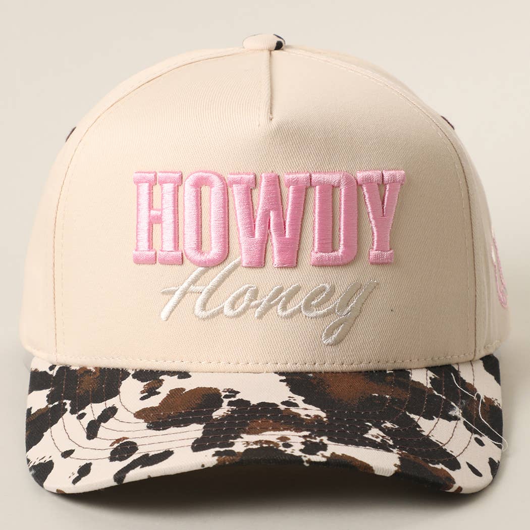 HOWDY HONEY 3D Embroidered Animal Print Brim Trucker Hat | Fashion City