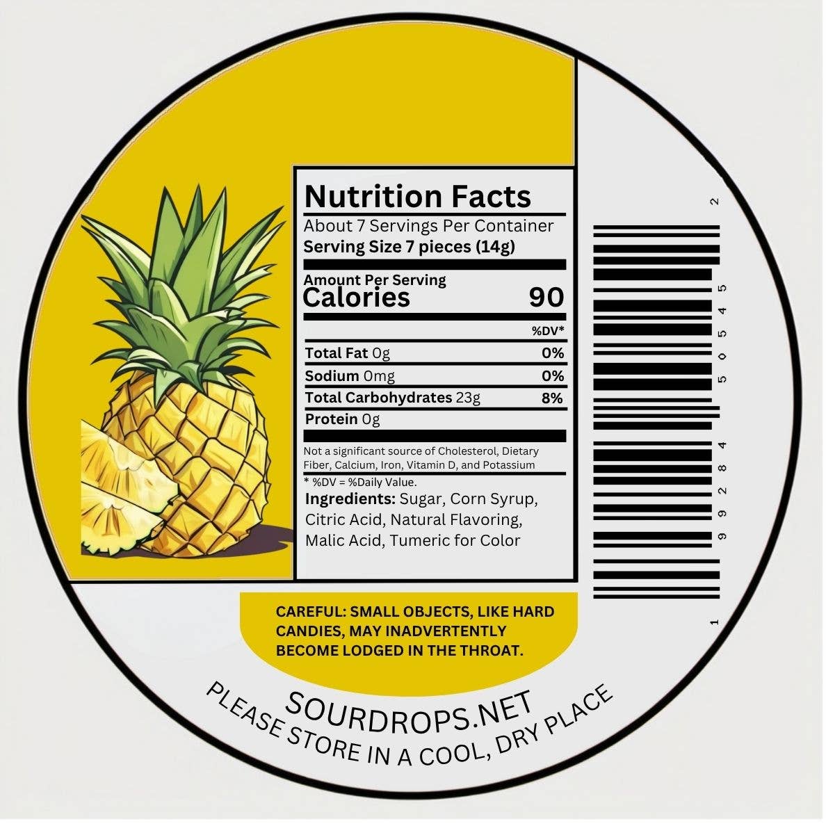 Pineapple Sours: 3.5oz Dye-Free Candy Tins | Sour Drops