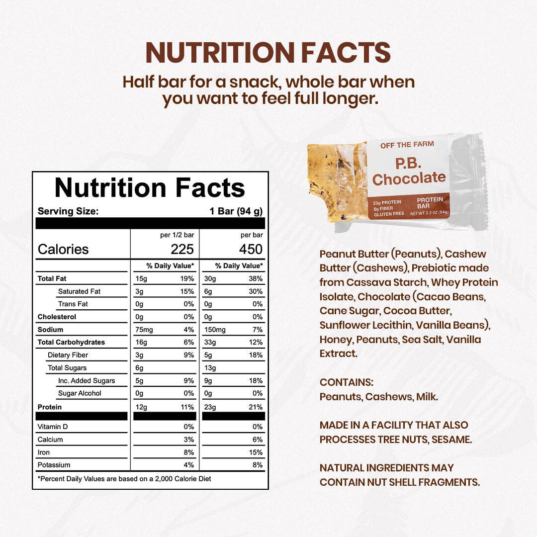 Peanut Butter Chocolate Protein Bar | Off the Farm