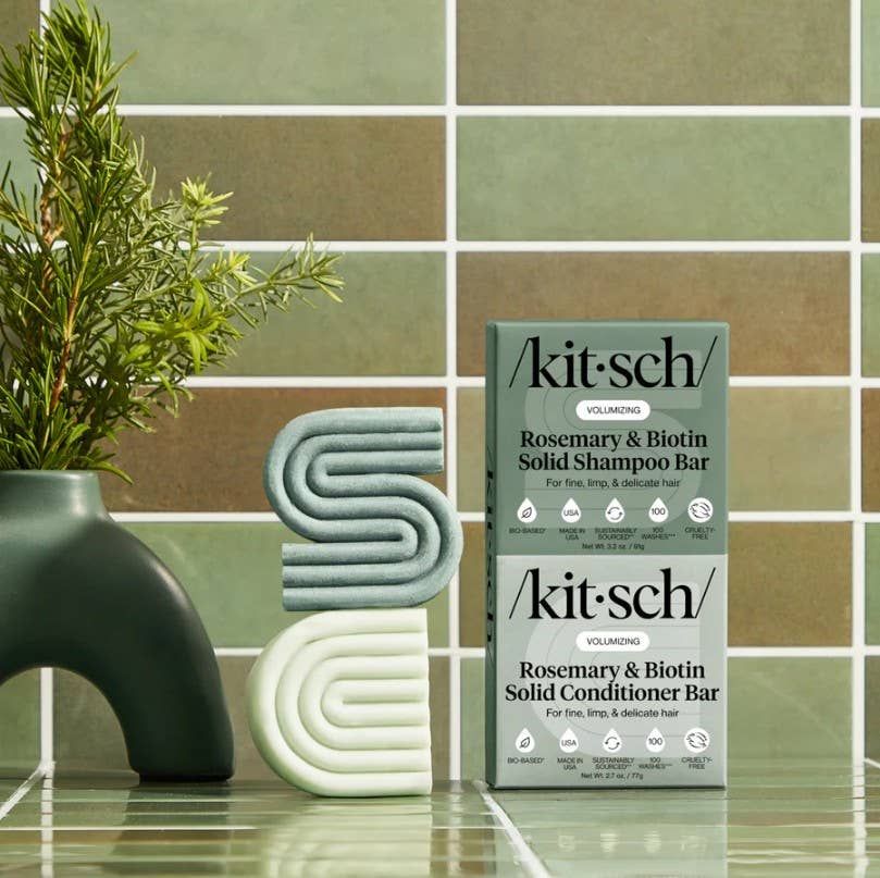 Rosemary & Biotin Volumizing Shampoo & Conditioner Bar Combo | KITSCH