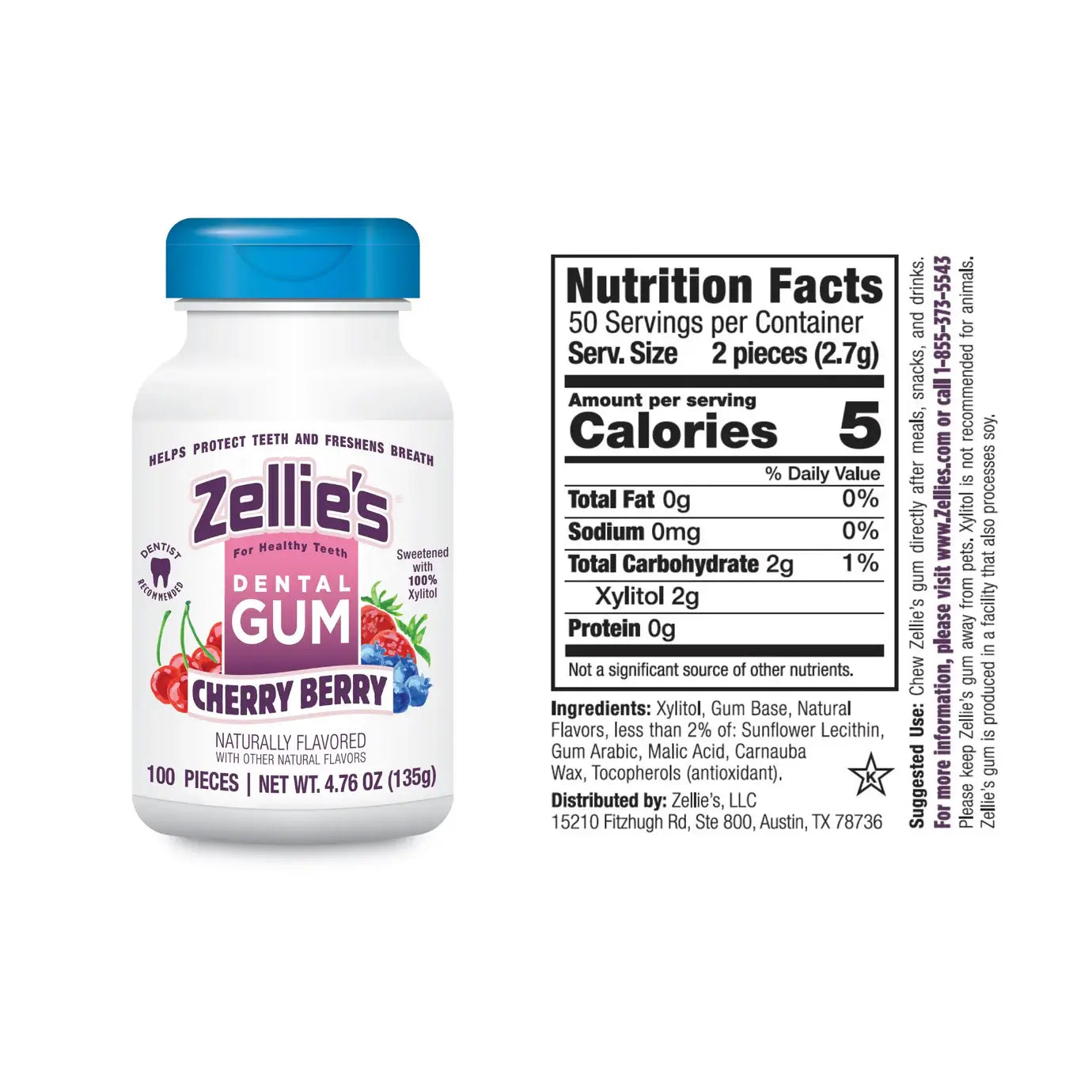 Zellie's Xylitol Dental Gum - Cherry Berry | Zellies