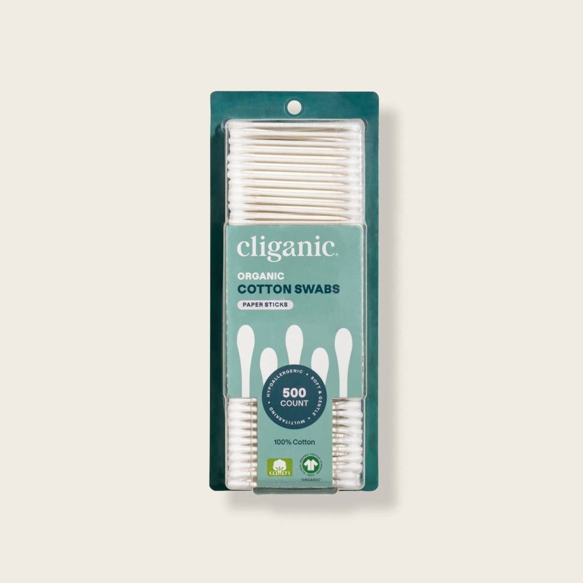Organic Cotton Swabs 500 Count | Cliganic