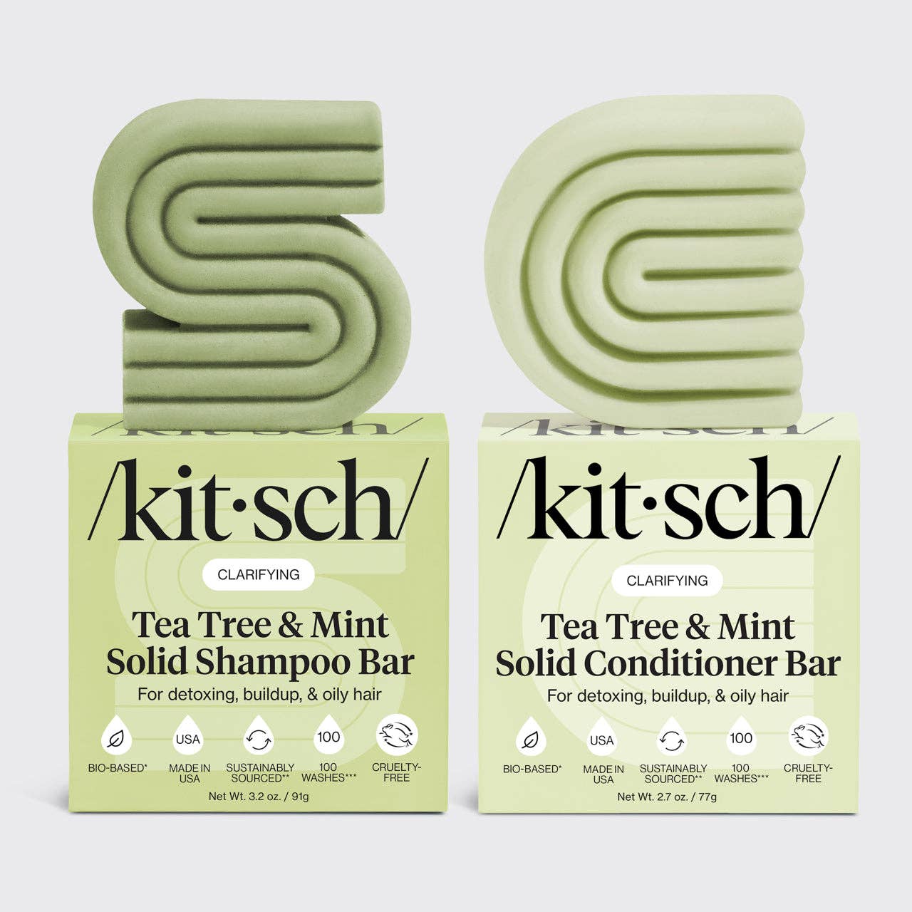 Tea Tree & Mint Clarifying Shampoo & Conditioner Bar Combo | KITSCH