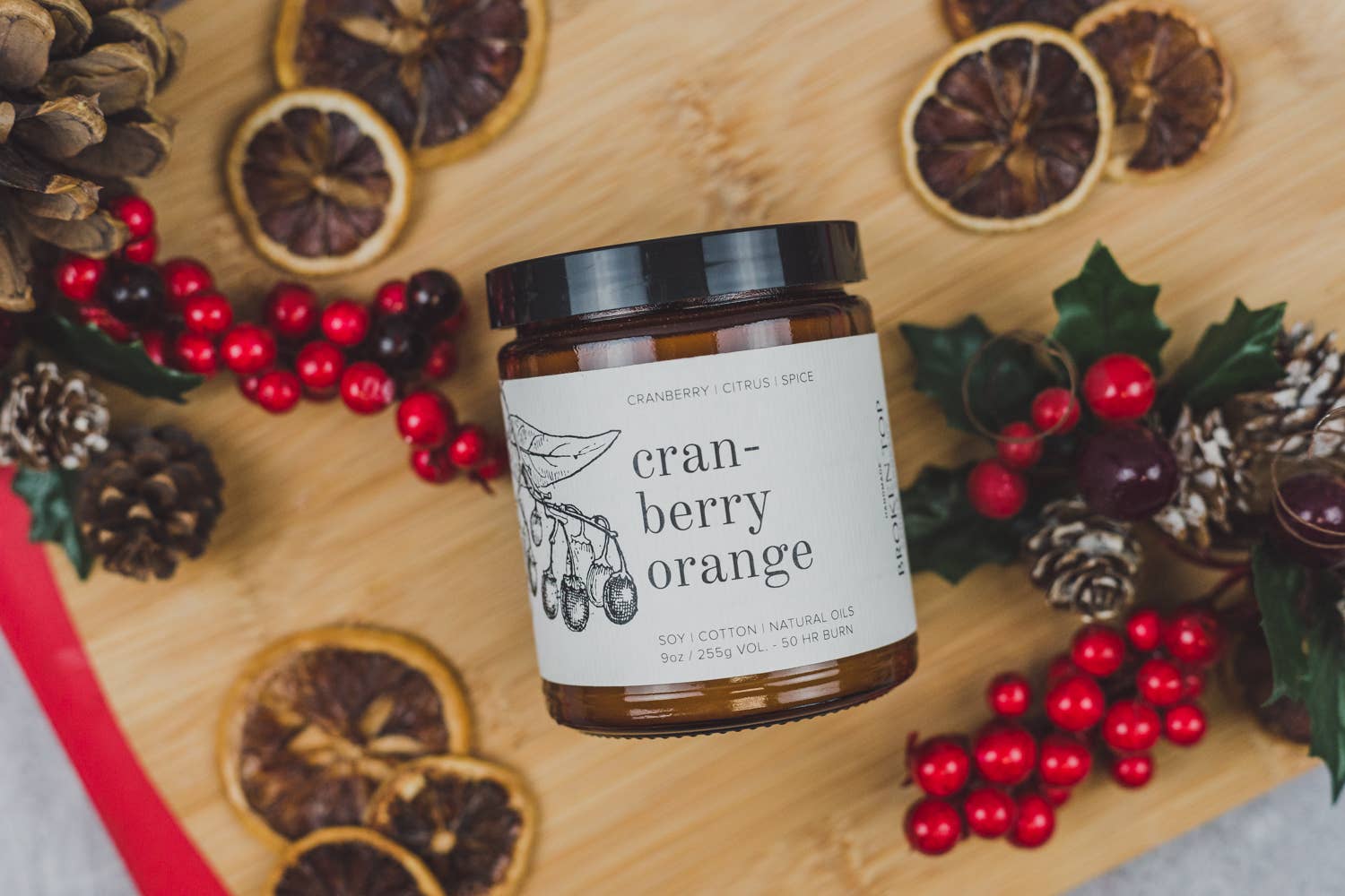 Natural Soy Candle 9 oz Cranberry Orange | Broken Top
