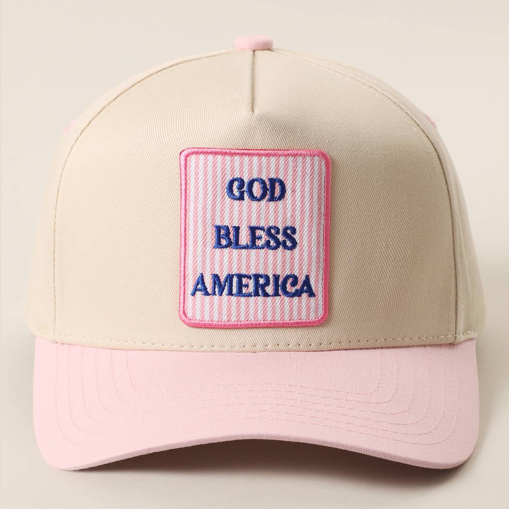 GOD BLESS AMERICA Embroidered Patch Two Tone Trucker Hat | Fashion City