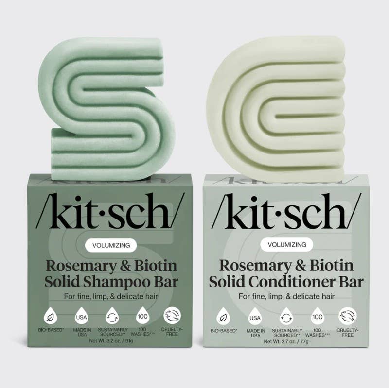 Rosemary & Biotin Volumizing Shampoo & Conditioner Bar Combo | KITSCH