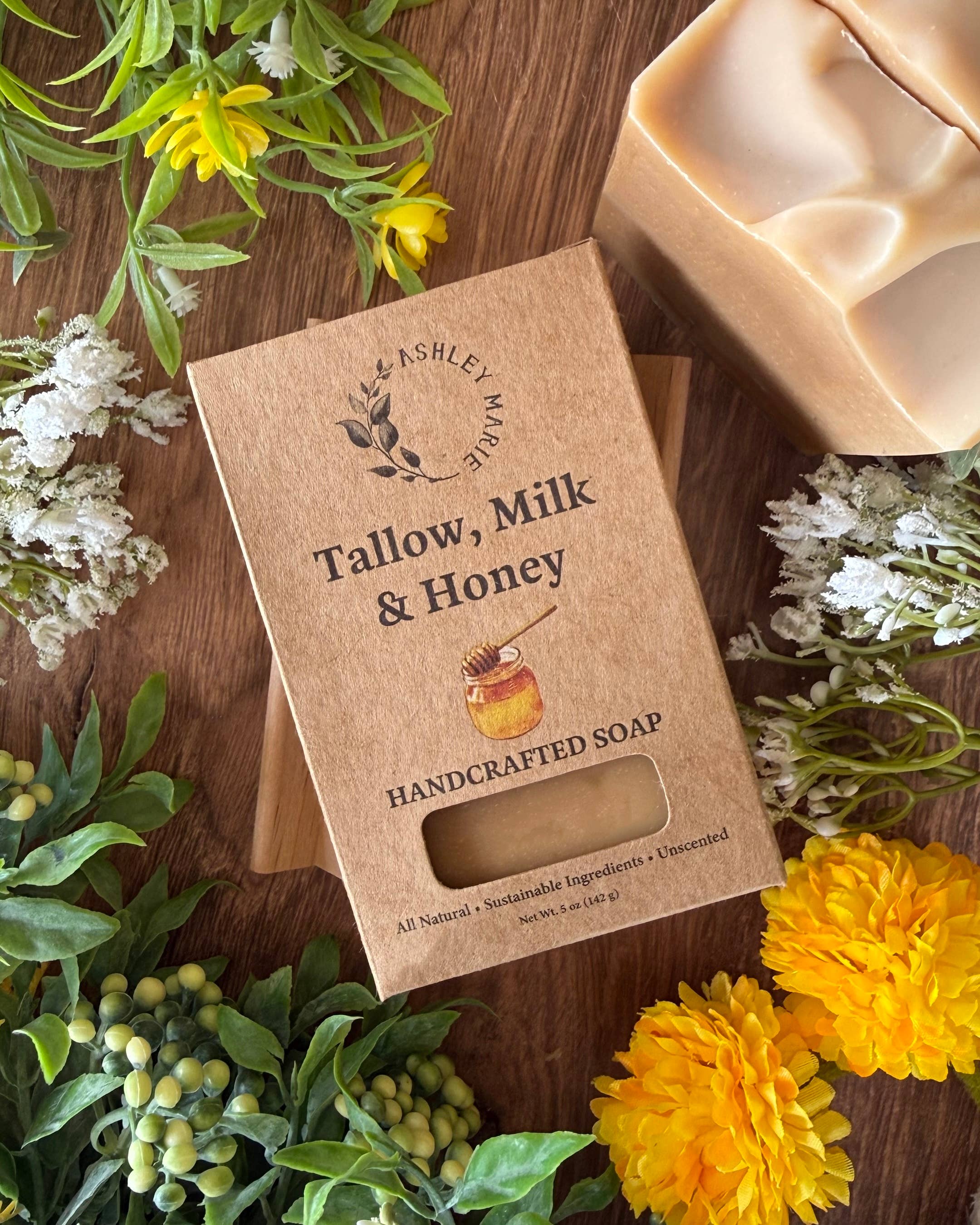 Tallow, Milk + Honey – Unscented Boxed Soap Bar | Ashley Marie