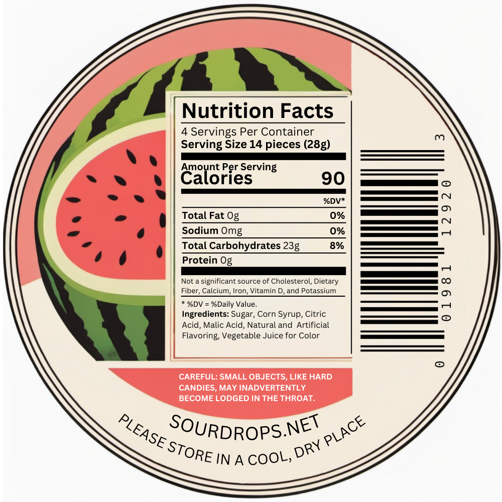 Watermelon Sours: 3.5oz Dye-Free Candy Tins | Sour Drops