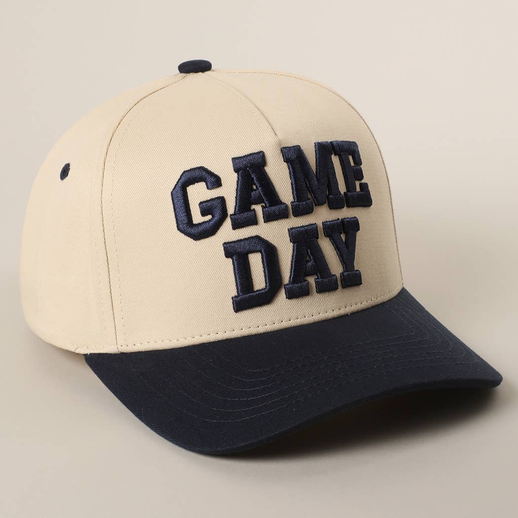 GAME DAY 3D Letter Embroidered Two-Tone Trucker Hat | Fashion City