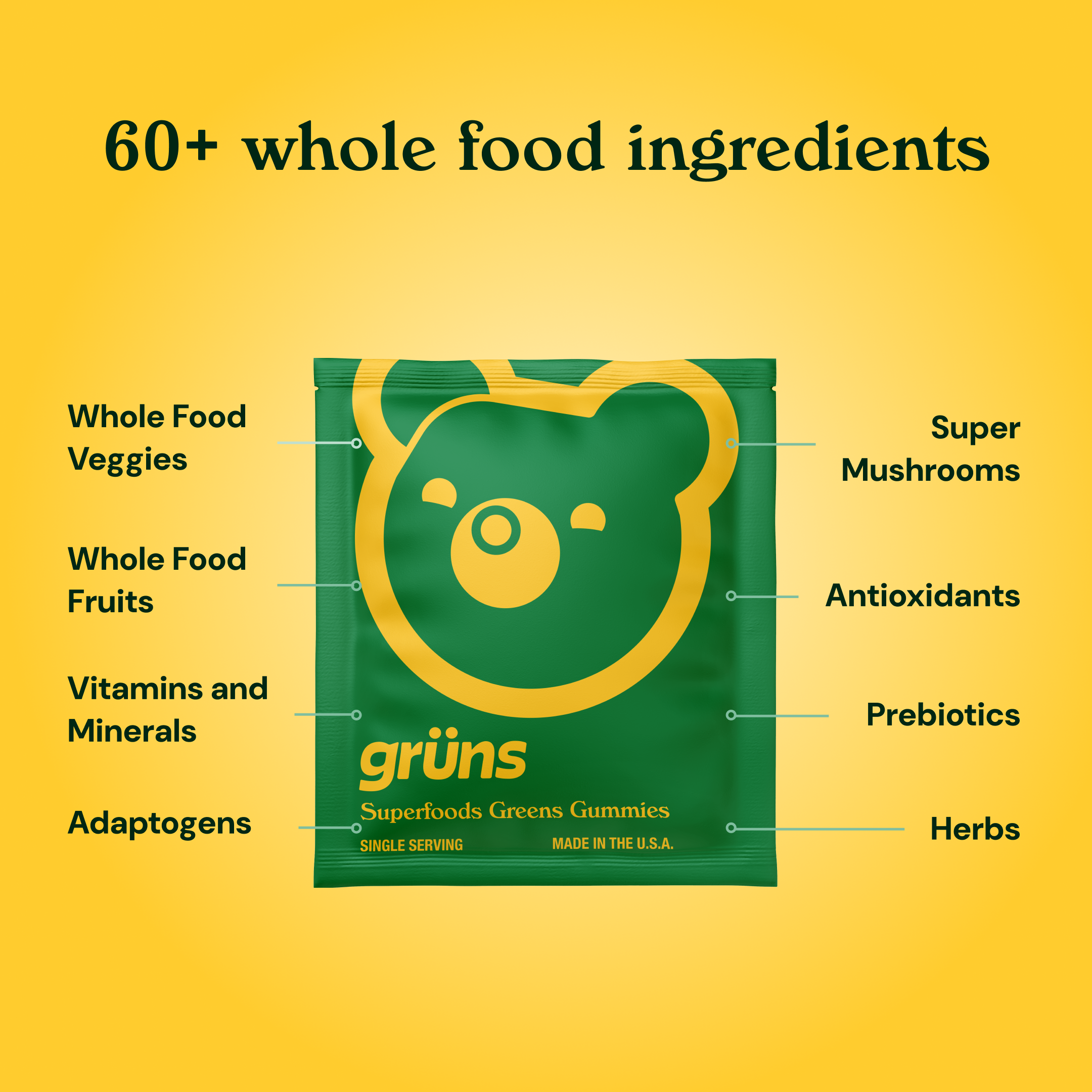 Adult Superfood Greens Gummies, 3 Servings | Gruns