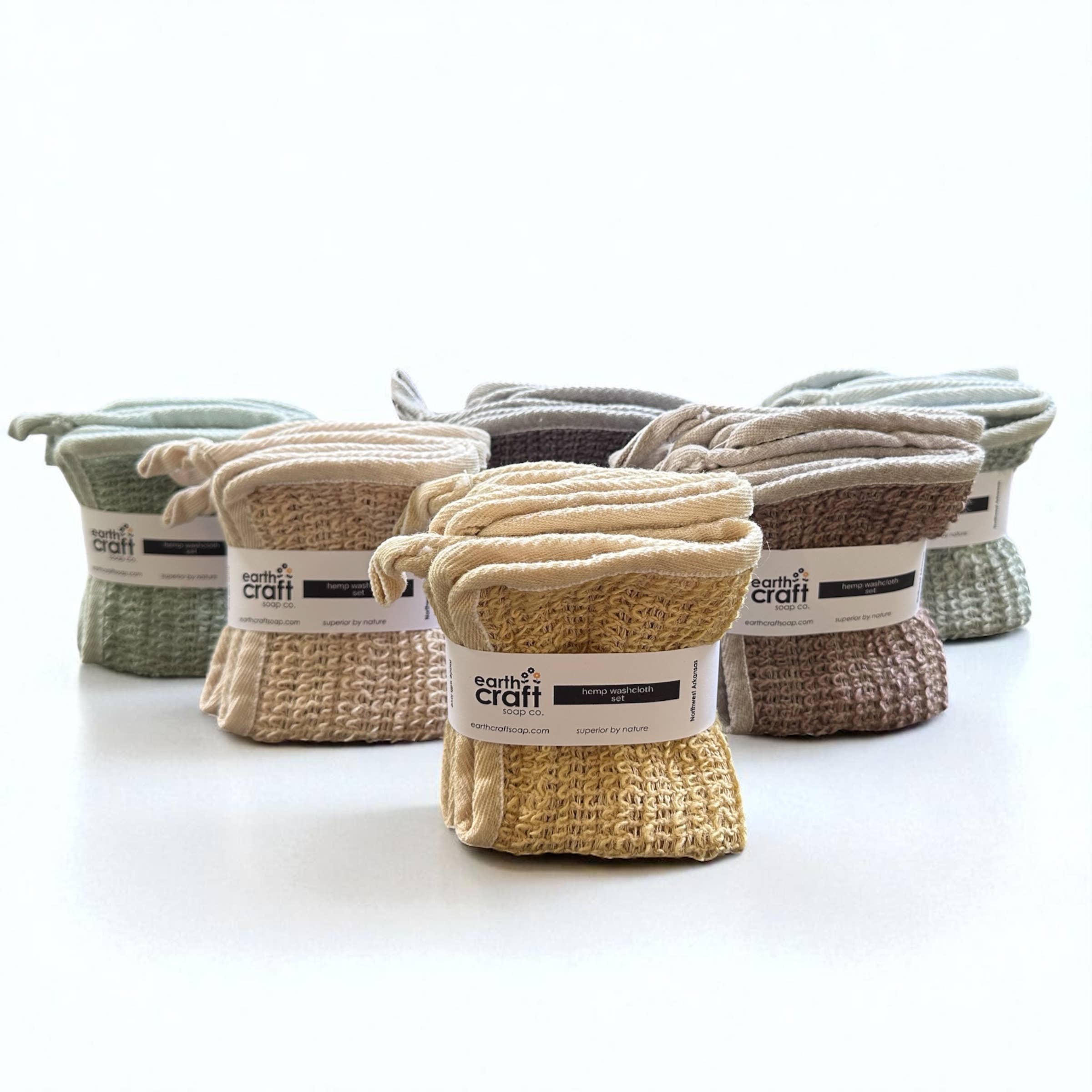 Hemp Washcloth set of 3 Hand-Dyed, Single Hue