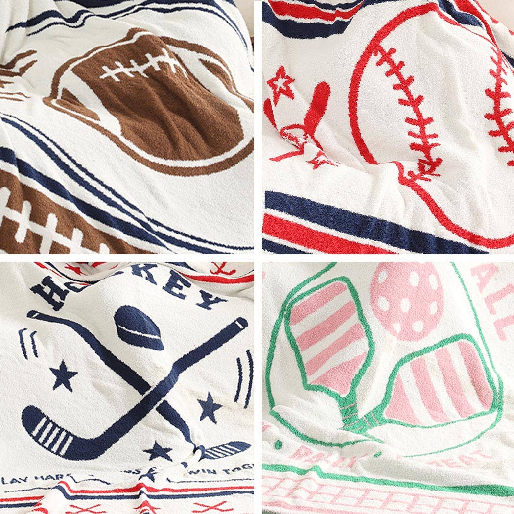 Football Pattern Throw Blanket with Tassels | Fashion City
