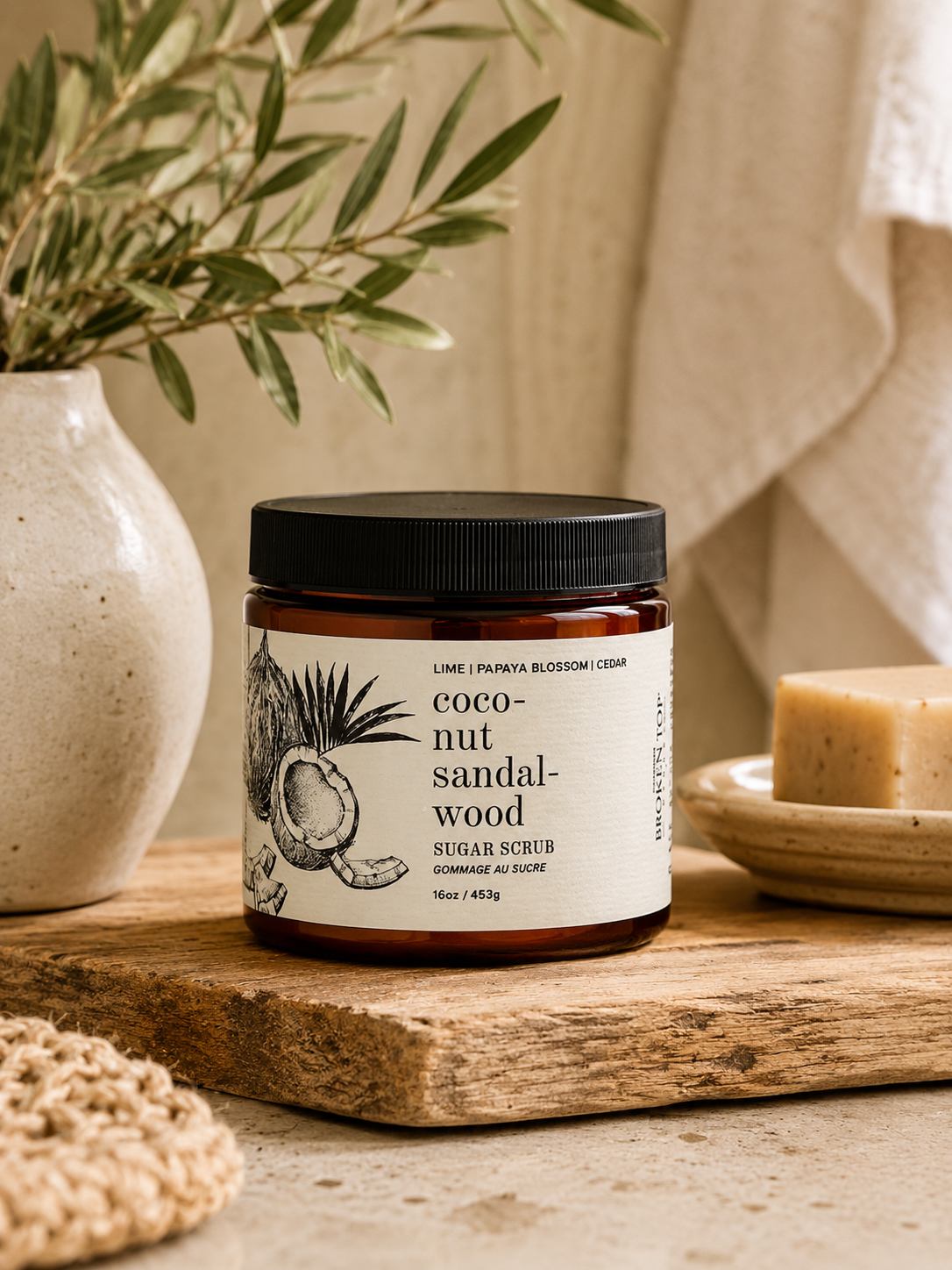 Coconut Sandalwood 16oz Sugar Scrub | Broken Top